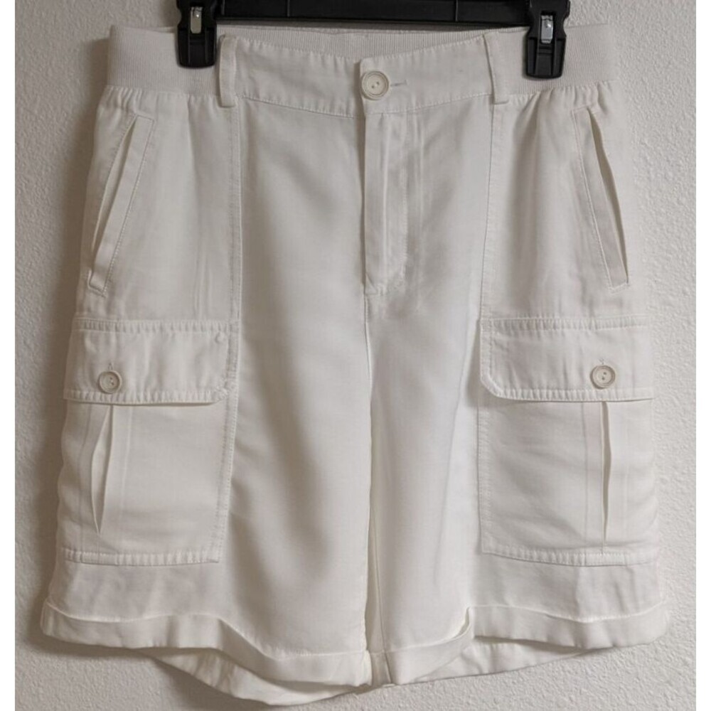 SOFT SURROUNDINGS White Pali Cargo Rayon/Poly Elastic Waist Shorts Small